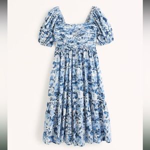 NWT Abercrombie and Fitch Emerson Poplin Puff Sleeve Midi Dress size XXL Tall